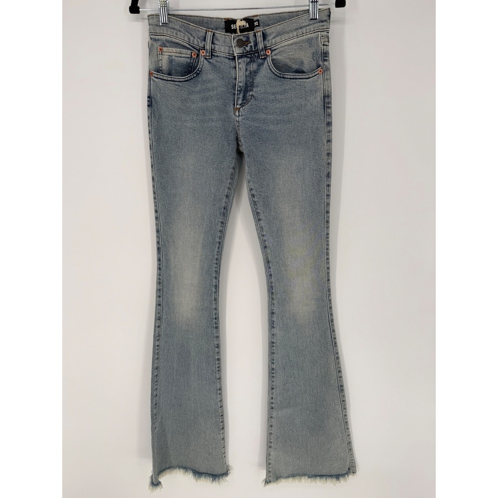 SER.O.YA DEMI FLARE JEANS IN SORRENTO NWT SIZE 25 EXTRA LONG FRAYED HEM